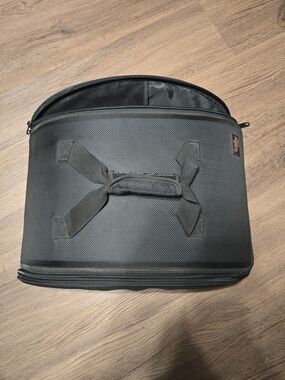 The Pampered Chef Black Serveware Travel Case And Serving Wares.